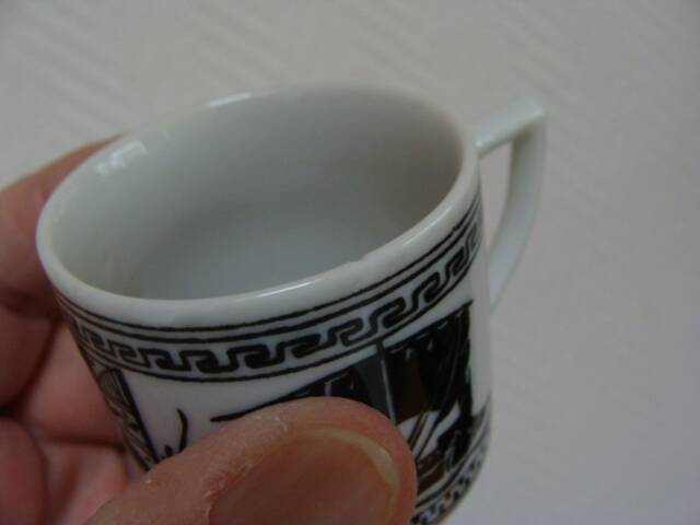 Cups and saucers, ancient boat