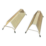 Pair of vintage record holders in gilded brass - for 80 vinyls