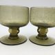Cinq verres à pied vintage Biot, verre soufflé fumé à inclusions de bulles - années 1960