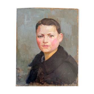 Huile sur panneau de bois - "Portrait de jeune homme" Jean Eritziane (1887-1925) -