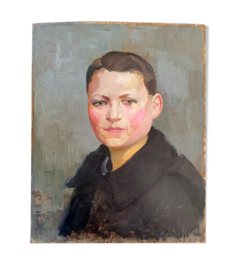 Jean Eritziane (1887-1925) - Oil on wood panel - "Portrait of a young man"