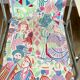 Colorful folding camping chair face pattern 70s