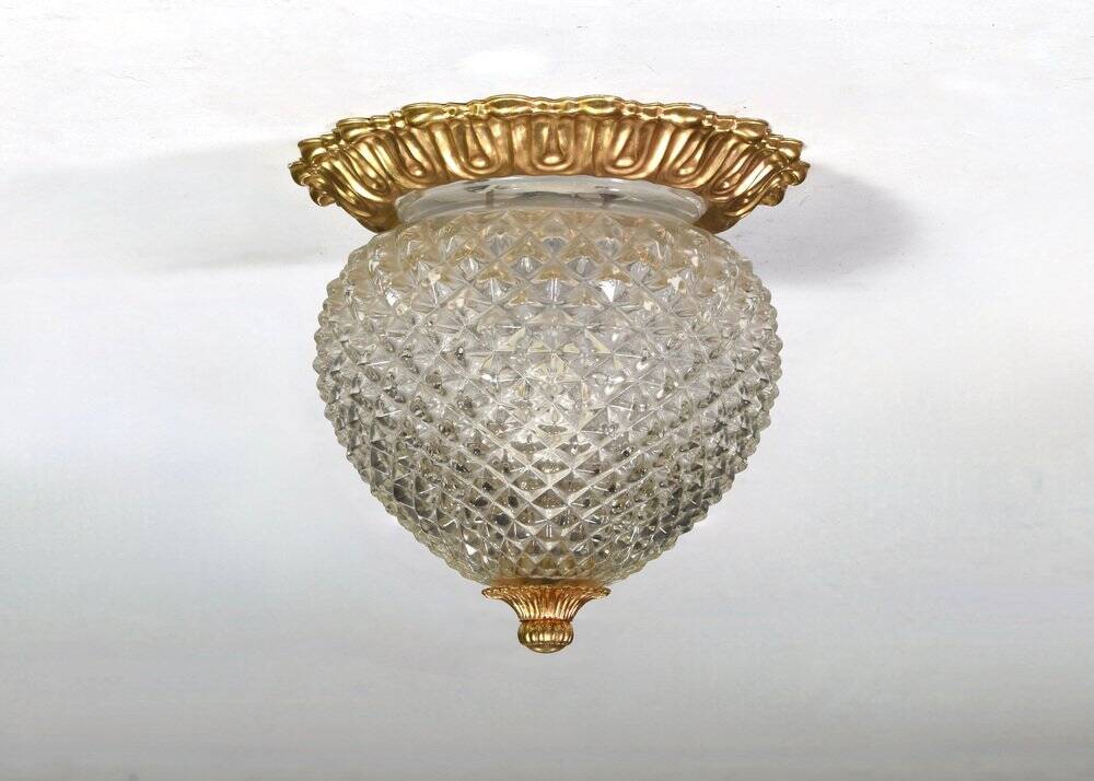 Brass pineapple ceiling or wall light by Gaetano Sciolari, Italy, 1960s-1970s