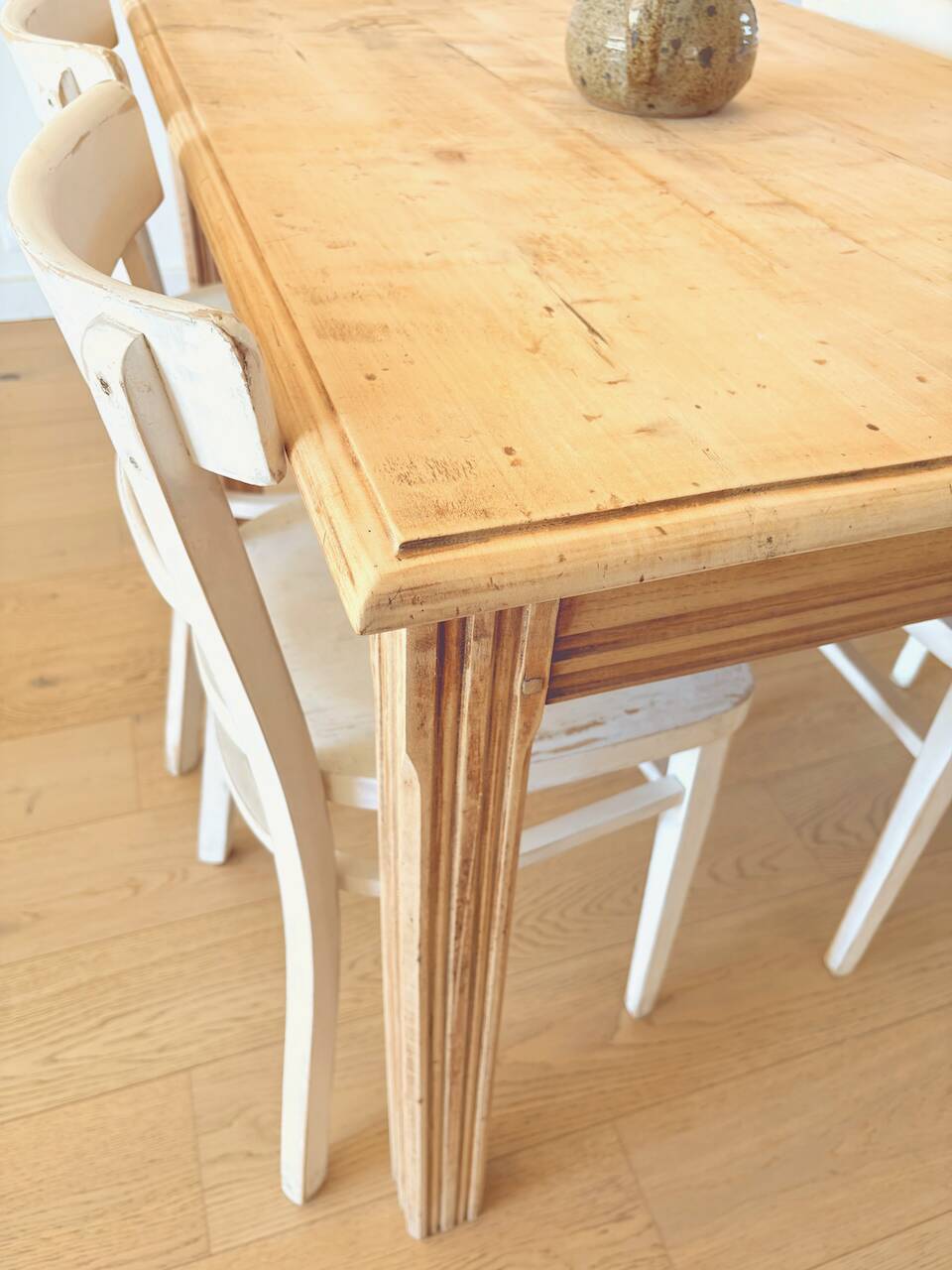 Art Deco sanded raw wood table