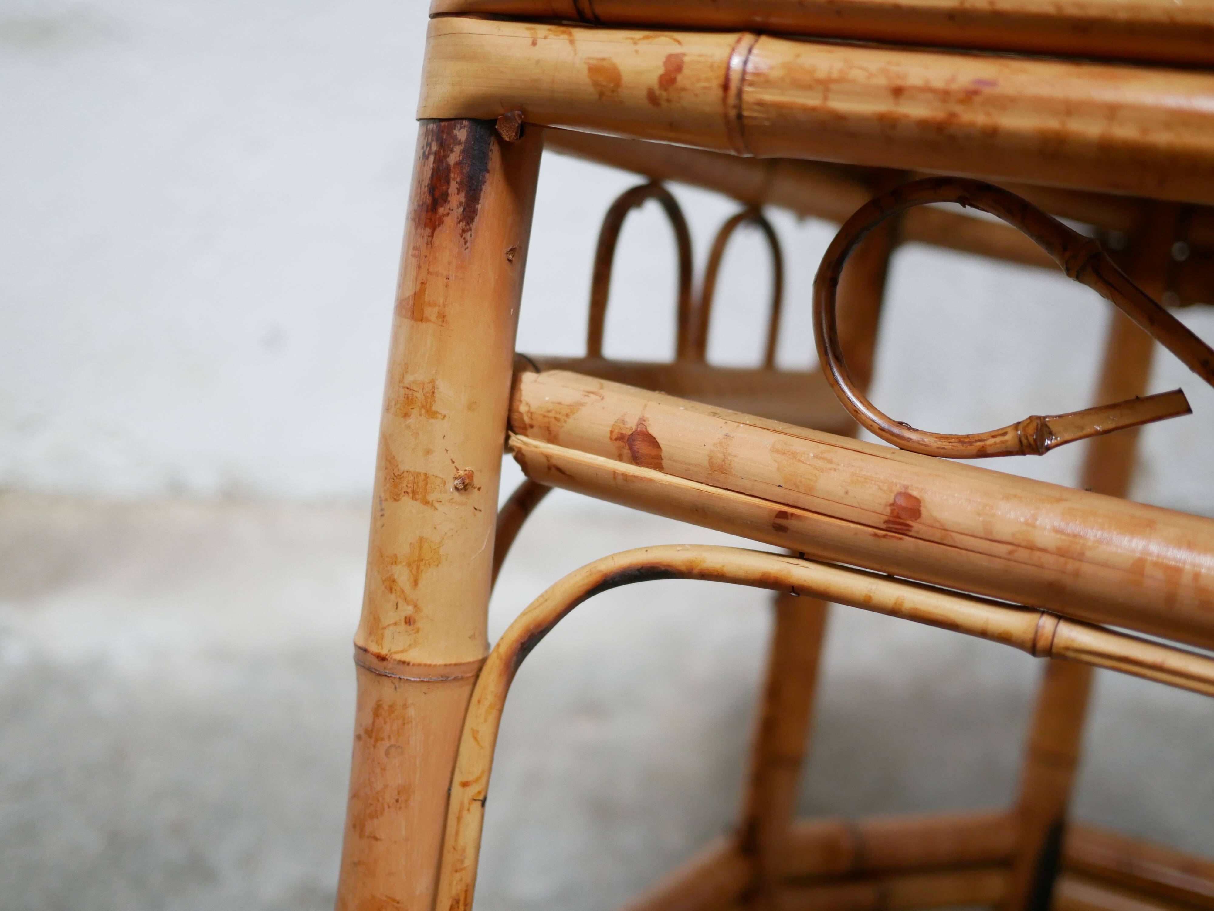 Vintage armchair canned in bamboo