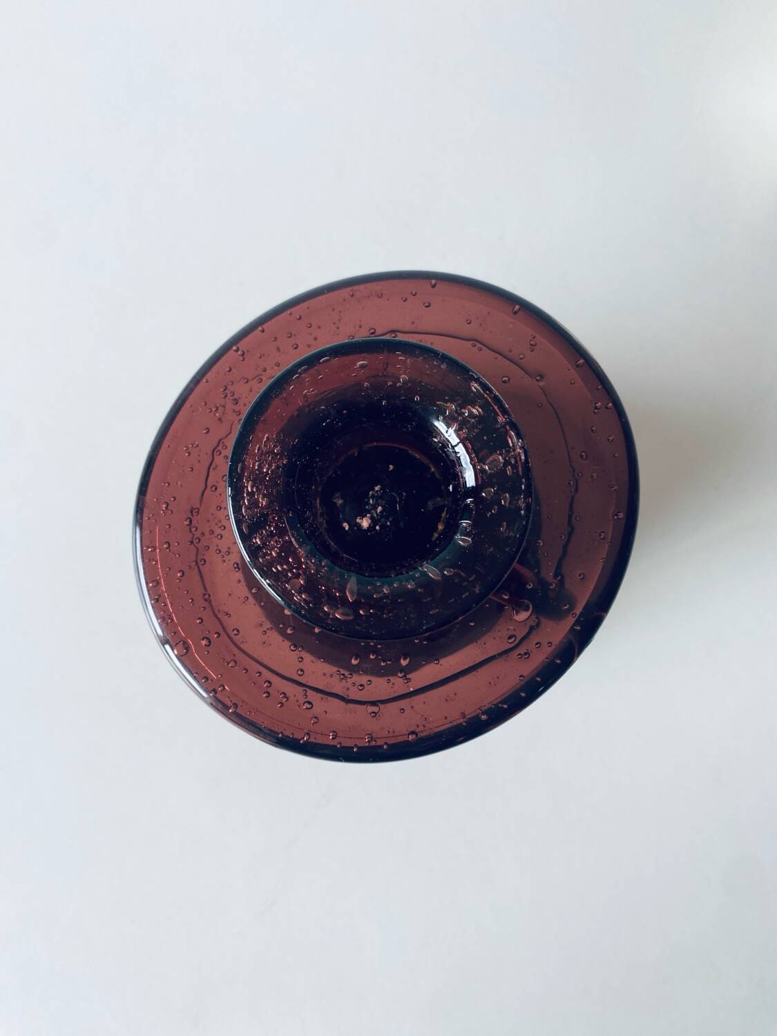 Bubble blown glass candle holder