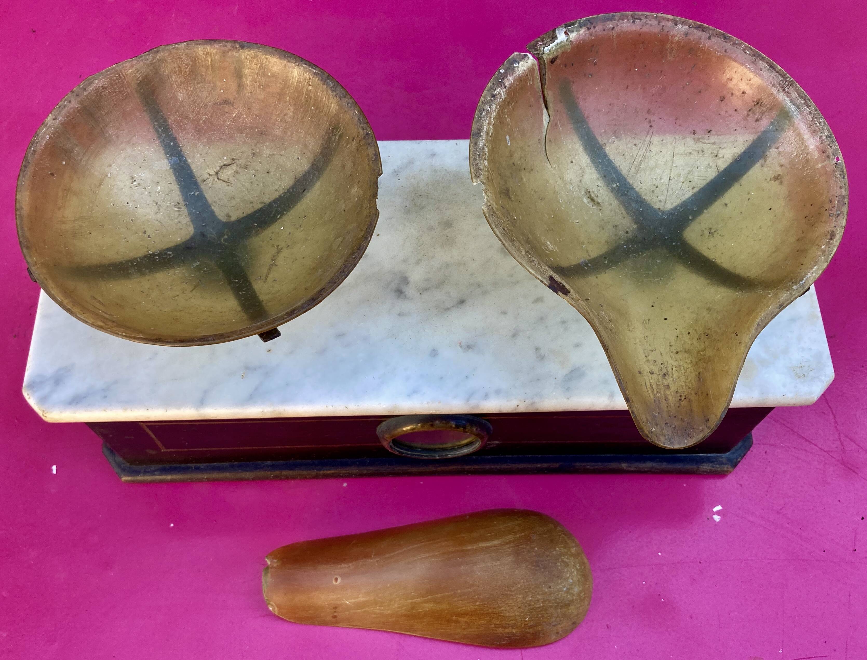Old tobacco scale, or Apothecary horn trays