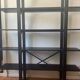 Large vintage bookshelf in solid black wood, Scandinavian style.