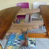 Oval table with solid walnut shutters, Restoration era