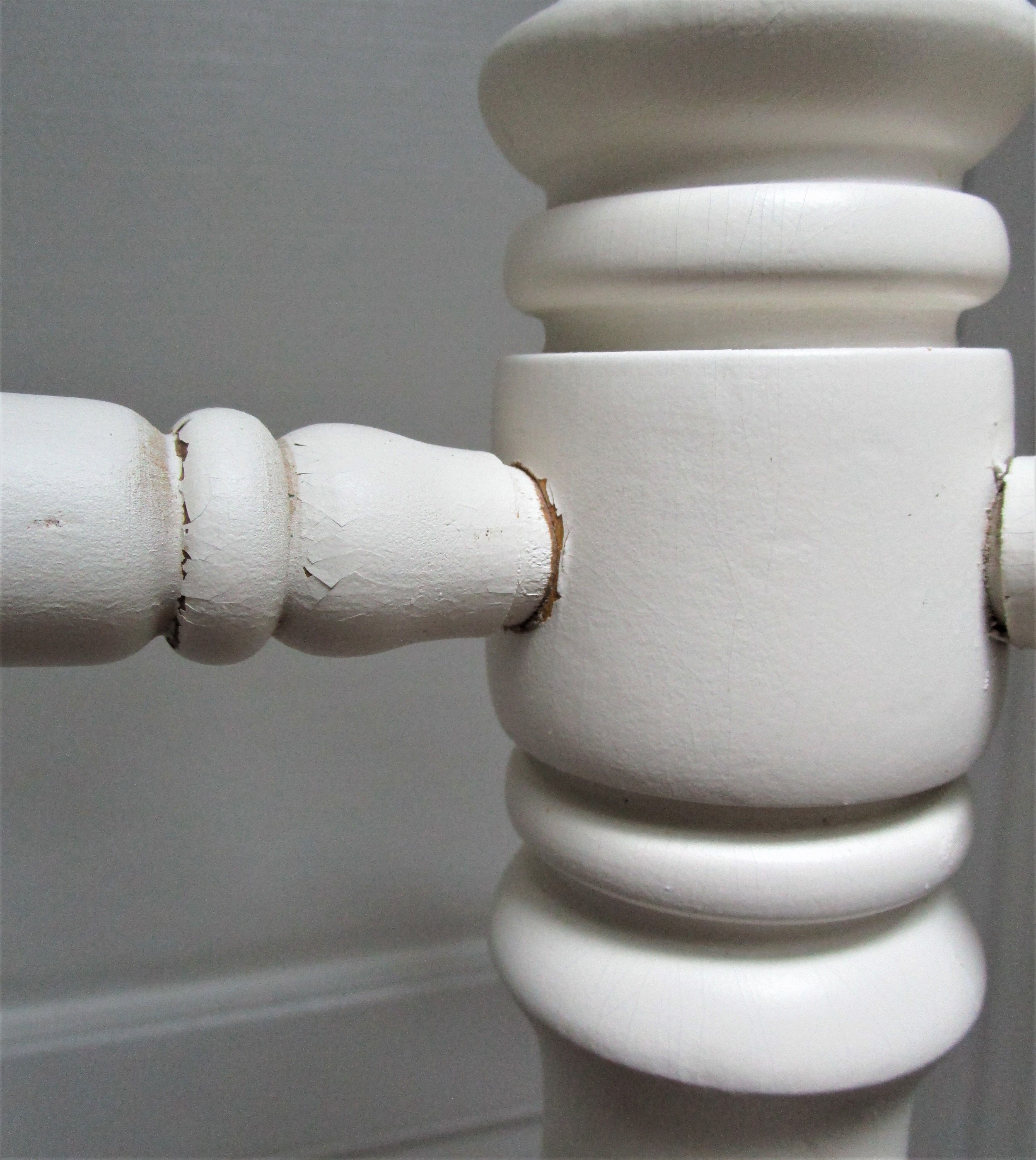 Coat rack parrot solid wood turned white patinated vintage