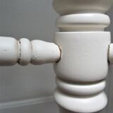 Portemanteau perroquet bois massif tourné blanc patiné vintage
