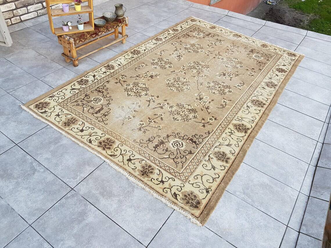 Oushak Vintage Floral Handmade Rug sku882