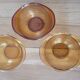3 frosted glass bowls, amber