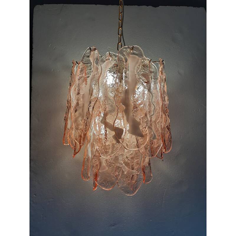Murano Glass "Spider" Sputnik Chandelier in Pink and White