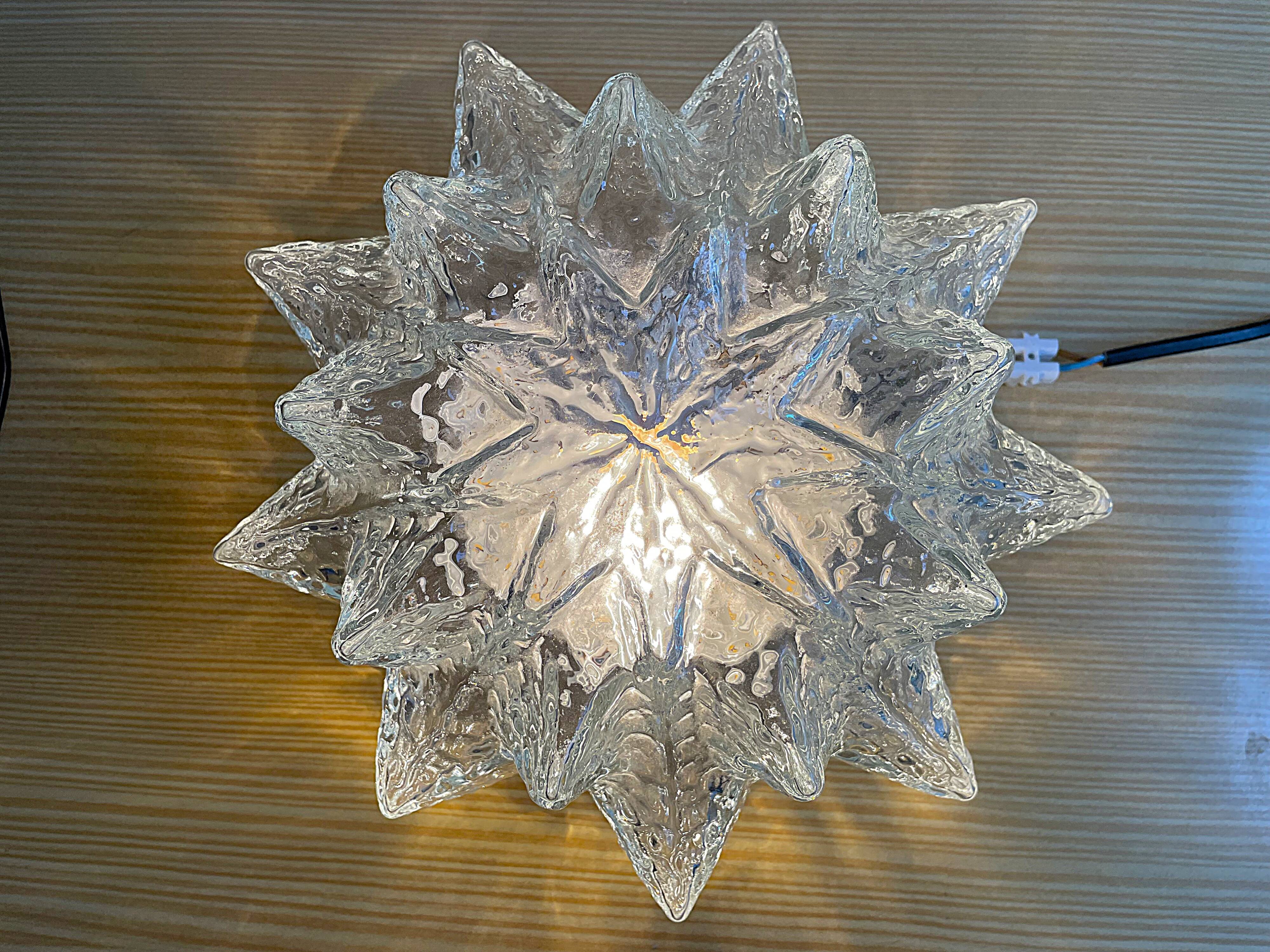 Portuguese snowflake glass flush mounted lamp