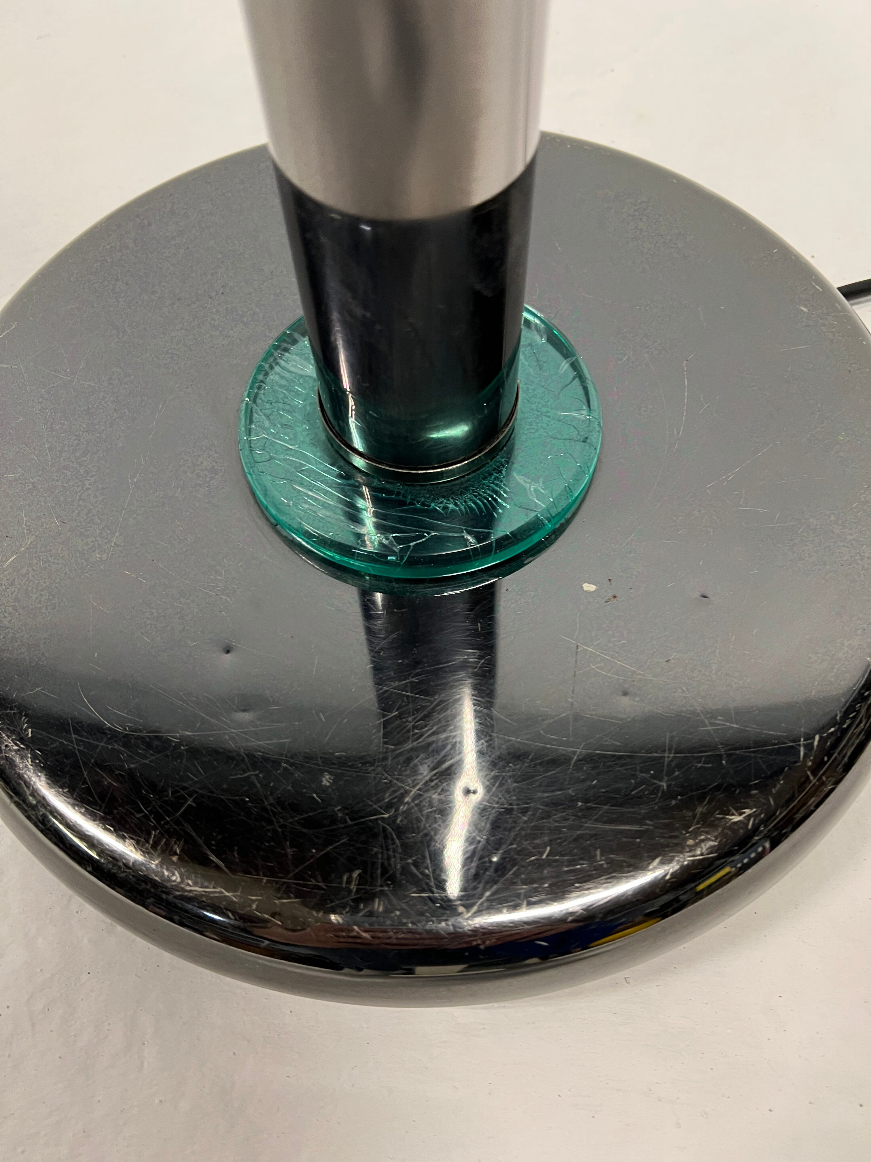 Floor lamp, 80s silver metal