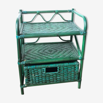 Bedside table rattan and green bamboo