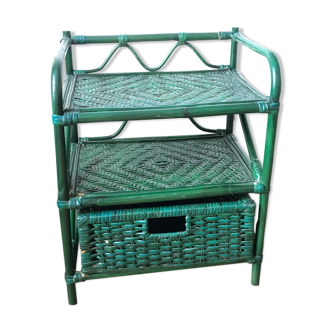 Bedside table rattan and green bamboo