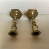 Pair of mini brass candle holders