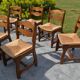 6 solid oak and straw chairs Guillerme et Chambron