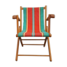 Folding armchair wood and canvas, vintage, 60s