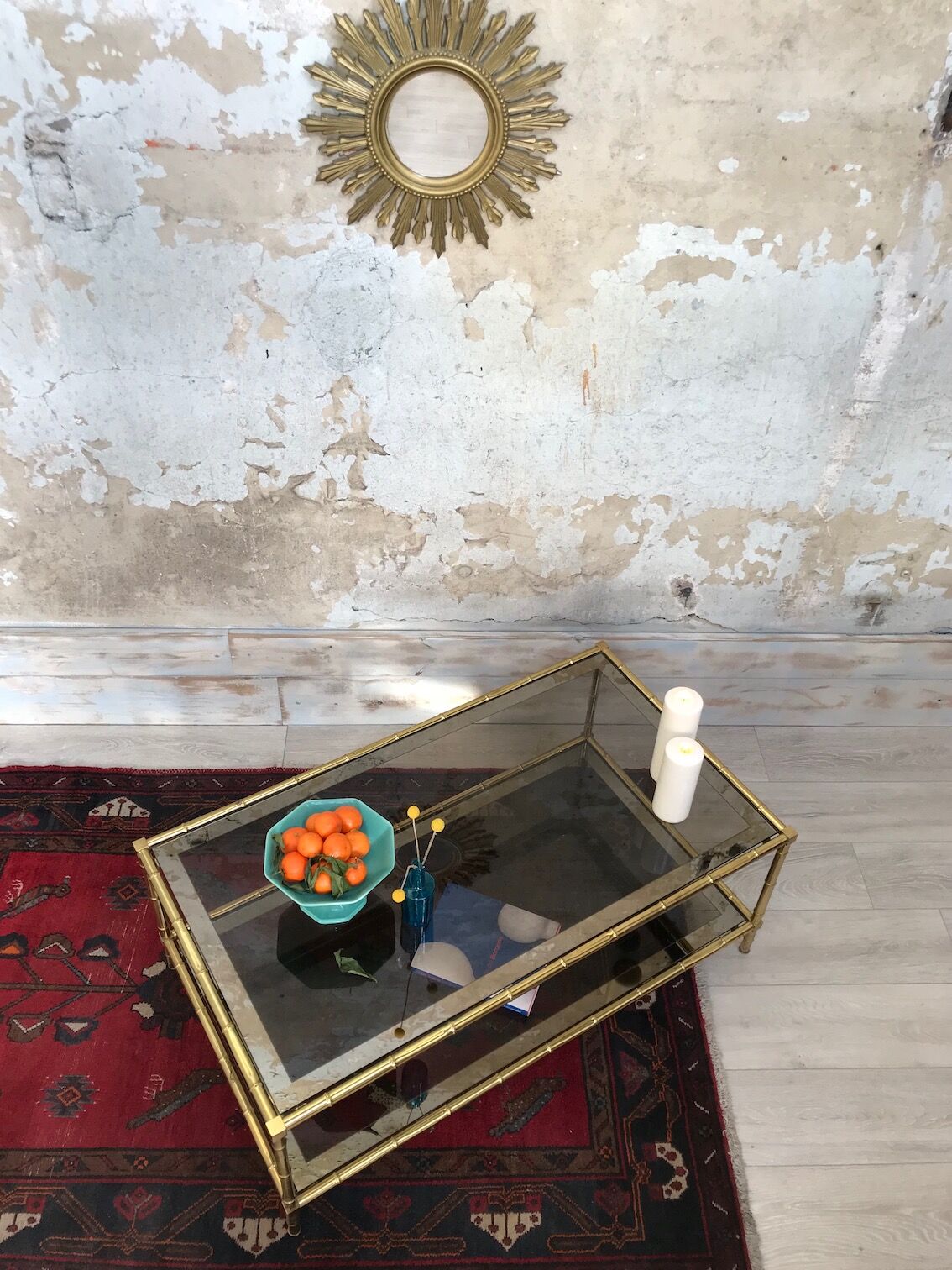 Bamboo imitation brass coffee table