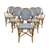 Lot of 5 bistro chairs type "Parisian" white and blue