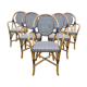 Lot de 5 fauteuils bistrot de terrasse type "parisienne" blanc et bleu
