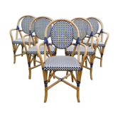 Lot of 5 bistro chairs type "Parisian" white and blue