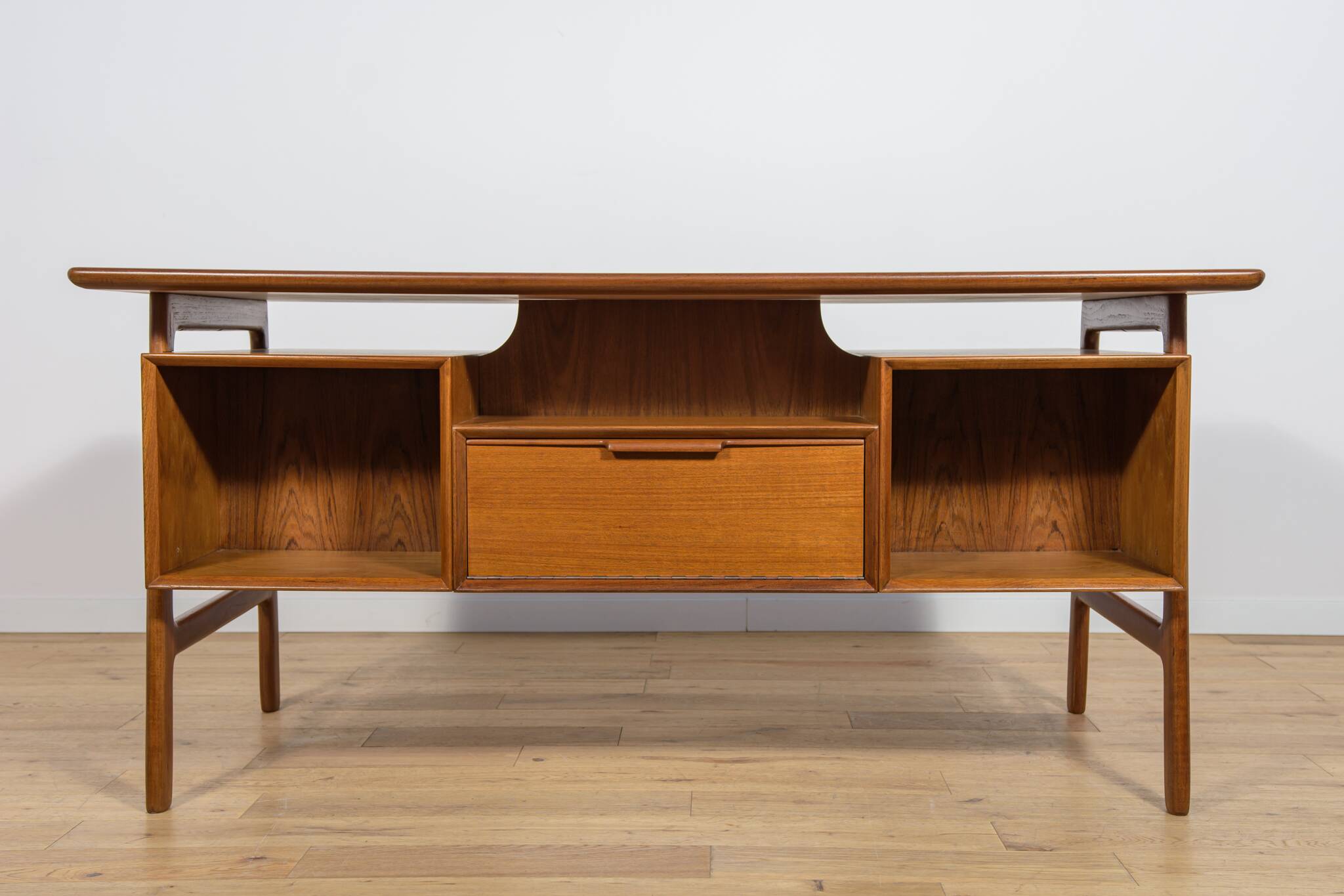 Mid-Century Model 75 Freestanding Teak Desk from Omann Jun, Denmark, 1950s