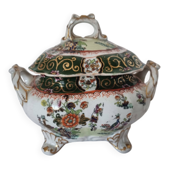 Saucière antique avec couvercle Maçons en porcelaine anglaise Chinoiserie F