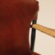 Maërl armchair, Galathée model, red leather, solid wood armrests of your choice