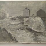 Oil on canvas marine signed