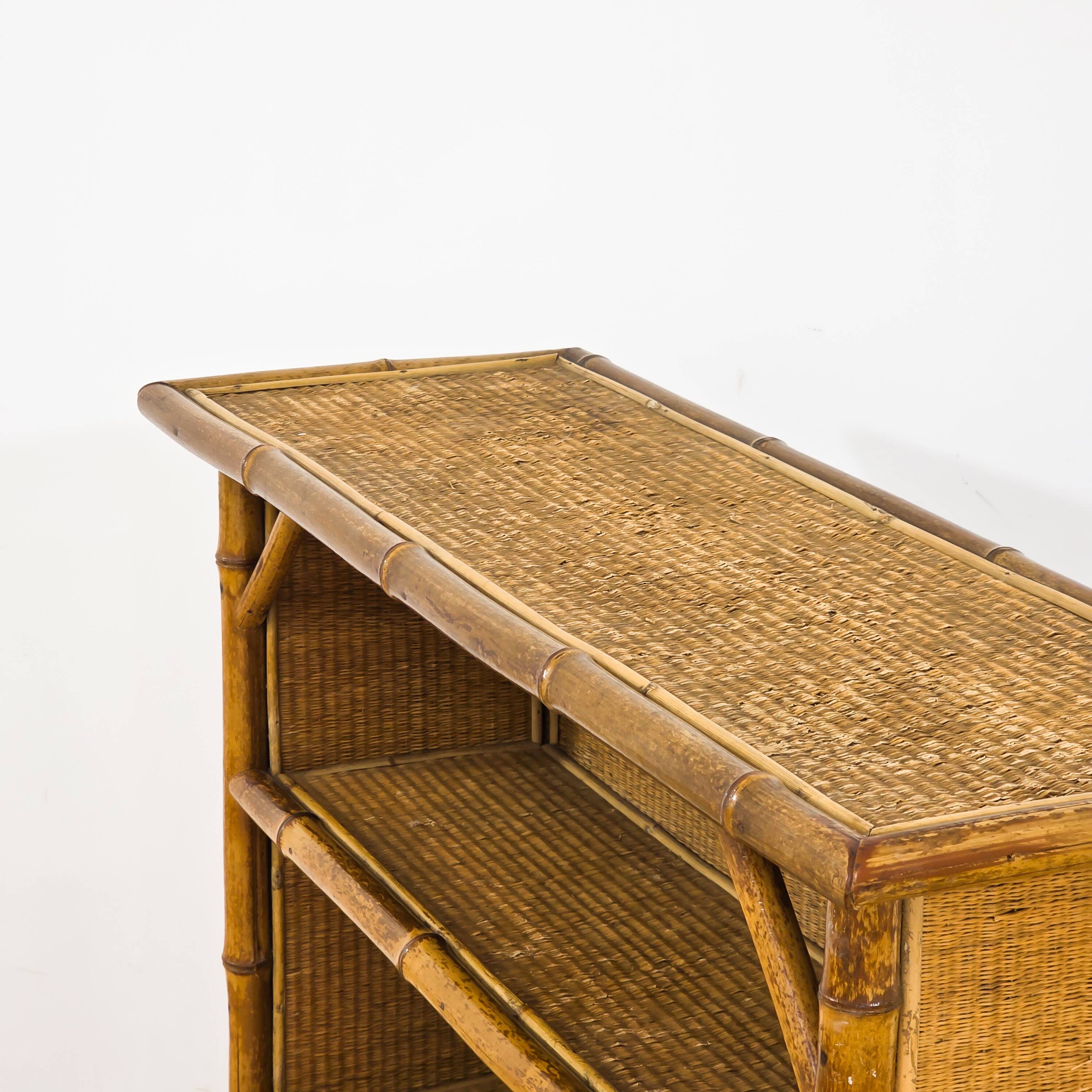 Superb antique bamboo and rattan library – 19th century