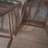 2 vintage year 70 chairs wood and seat blue formica type