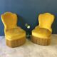 Ensemble de 2 fauteuils crapaud vieil or