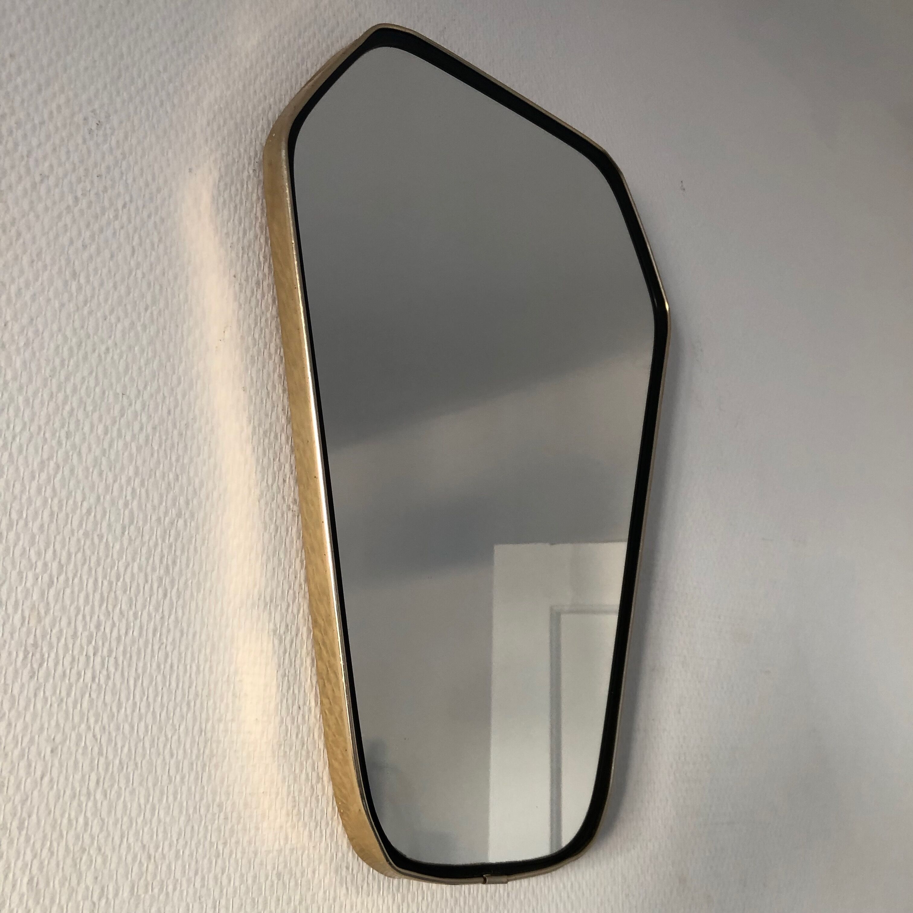 Miroir rétroviseur hexagonal 49x33cm vintage 1960