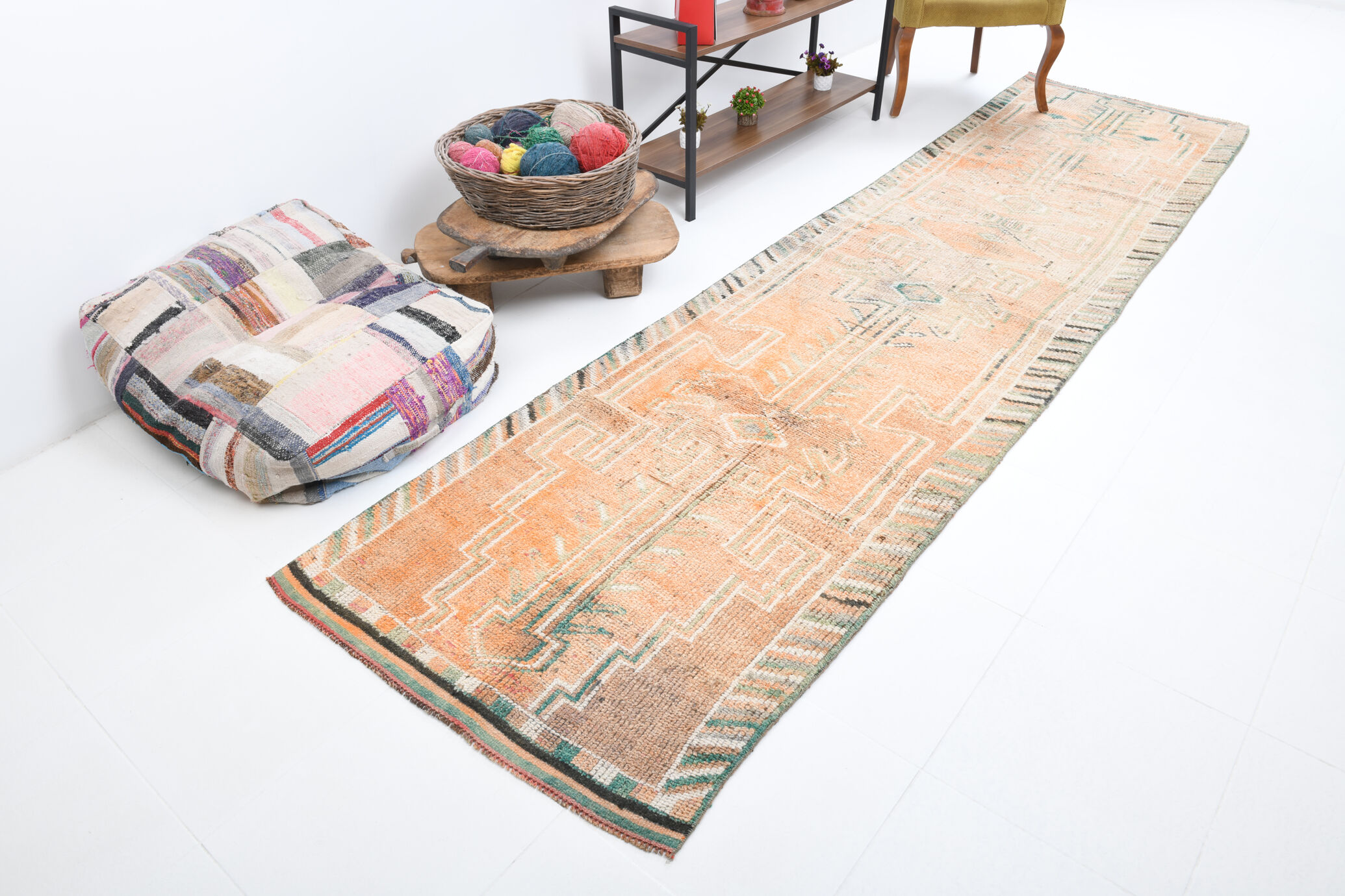 3x12 pale orange herki runner rug 99x380cm