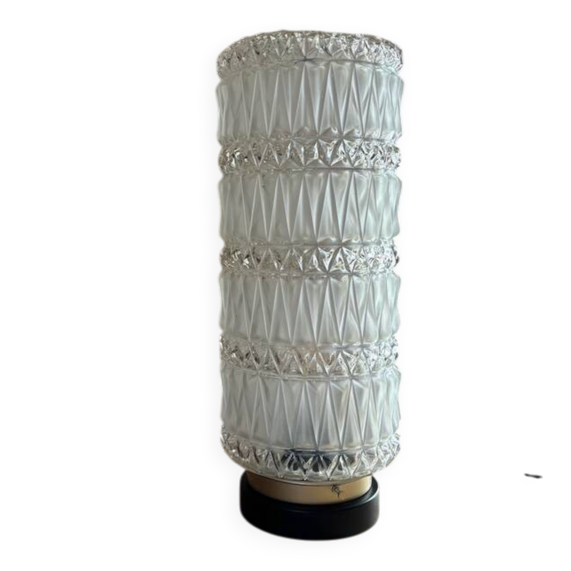 Vintage pressed glass column table lamp