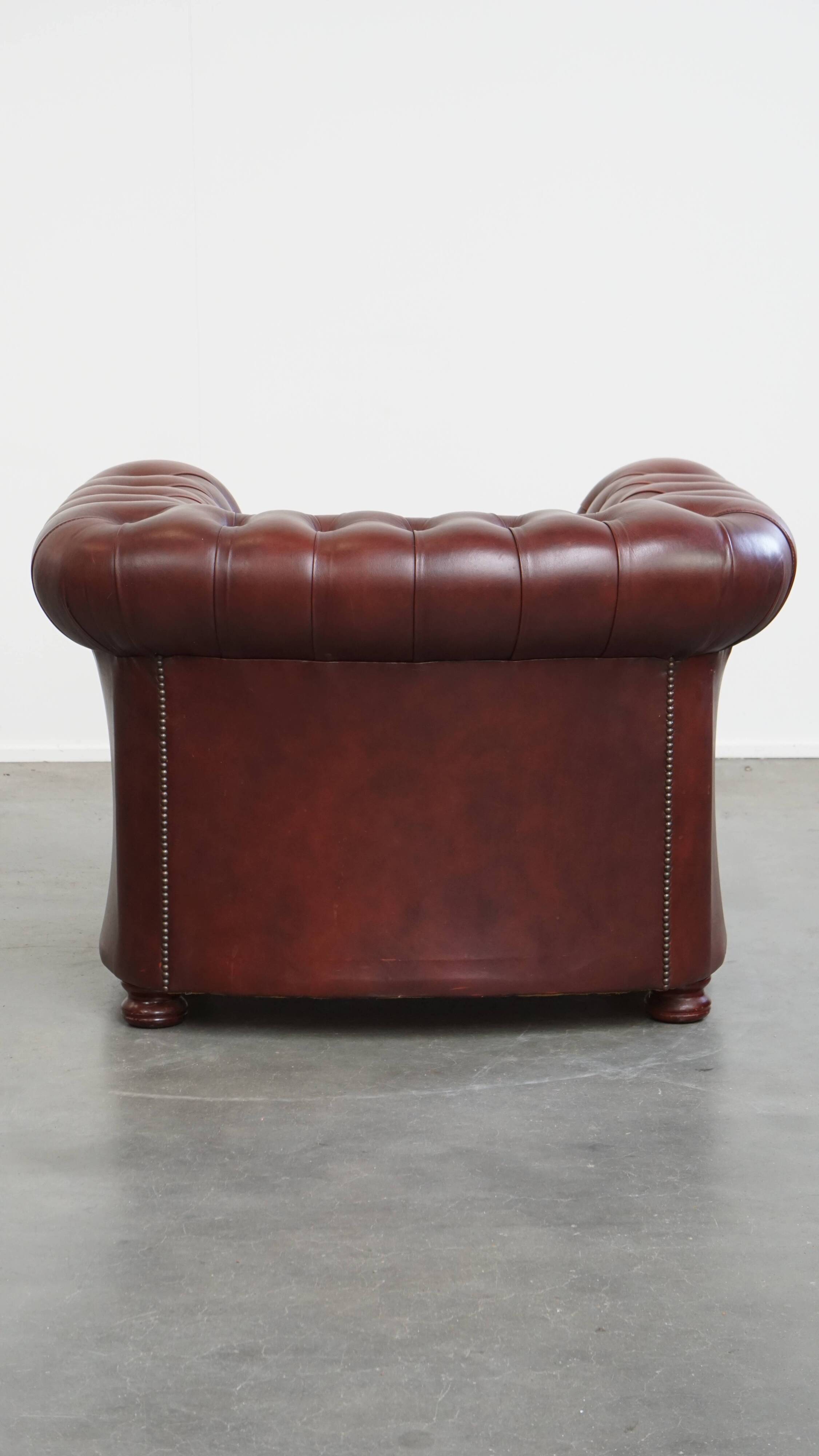 English Cowhide Leather Chesterfield Armchair