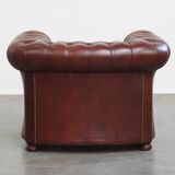 English Cowhide Leather Chesterfield Armchair
