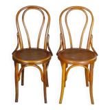 2 Fischel bistro chairs N°18 1/2, circa 1910, wooden seat.