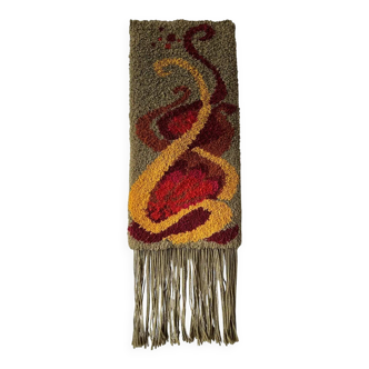 Midcentury handmade wool wall tapestry, 1970s