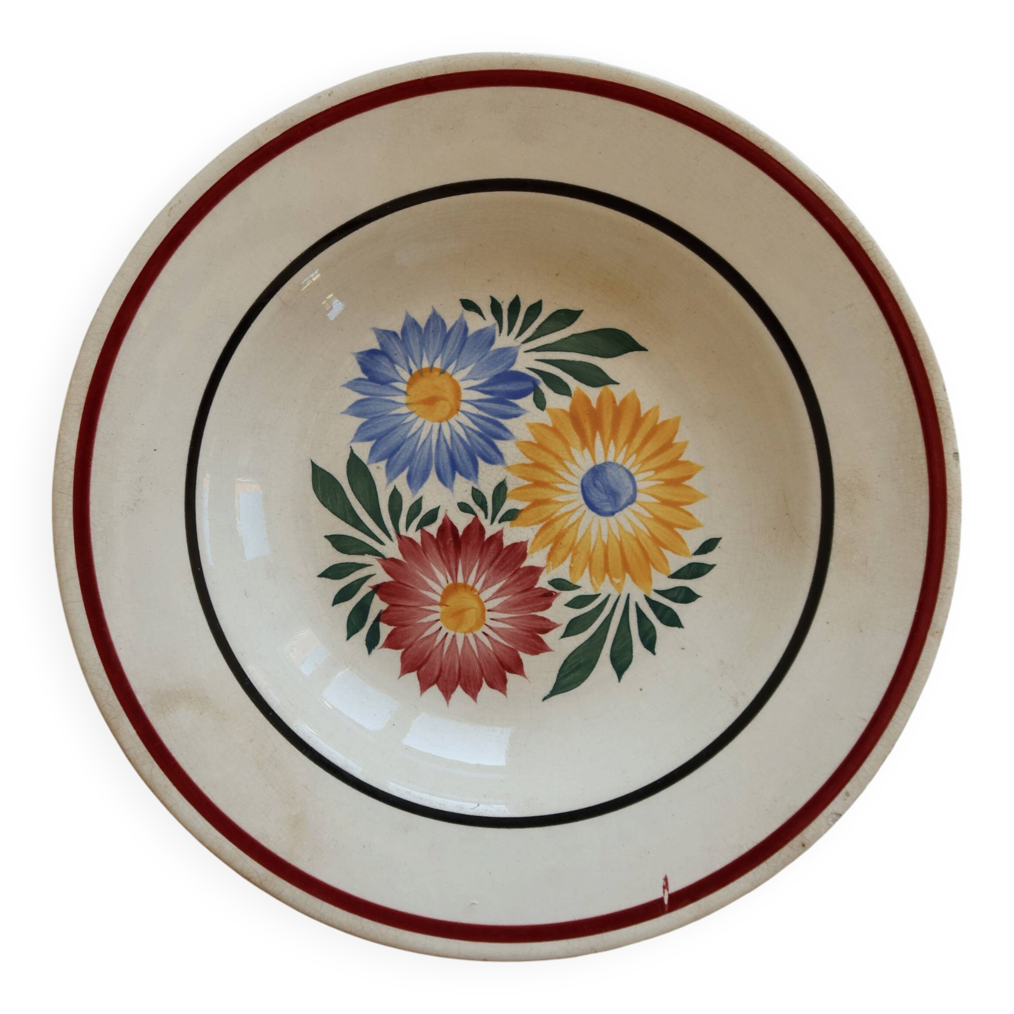 Antique hollow plate made of Creil and Montereau ironstone Veritas