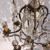 Neoclassical bronze chandelier with 8 lights, tassels and dagger