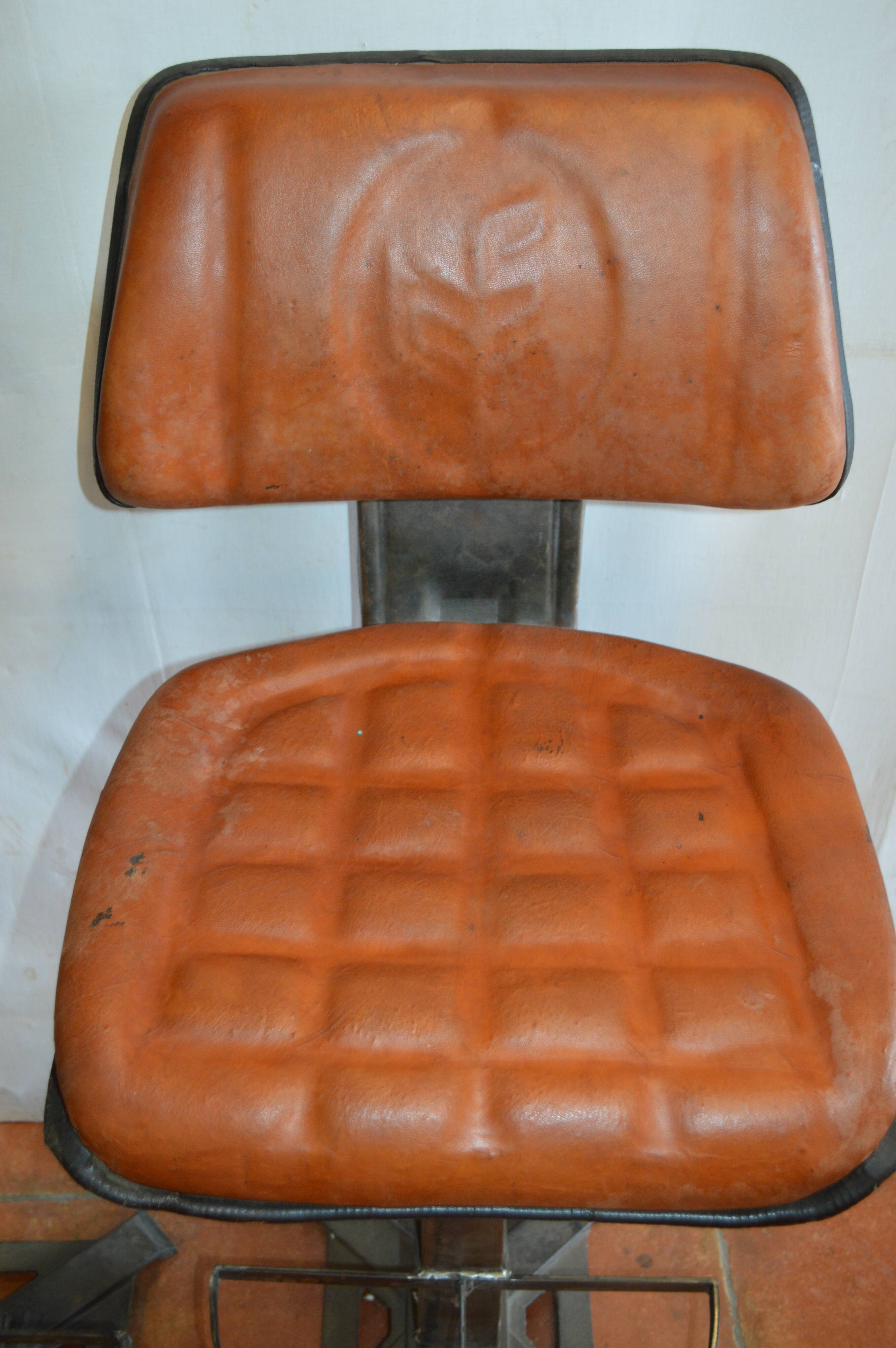 Industrial iron and leather bar stools