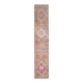 Tapis de couloir vintage turc Oushak fait main en laine et coton, années 1970