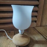 Bedside lamp base reconstituted stone tulip original white glass