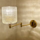 Pair of vintage scandinavian wall lamps 60 years white brass opaline