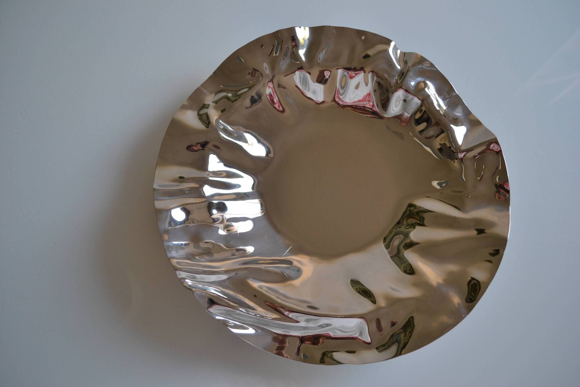 Large Alessi stainless steel bowl by Lluis Clotet 2001 Vintage Italy Diam. 38cm